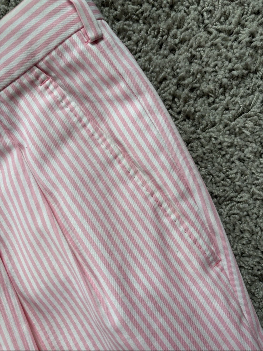 Pescarolo pleated seersucker trousers in pink and white